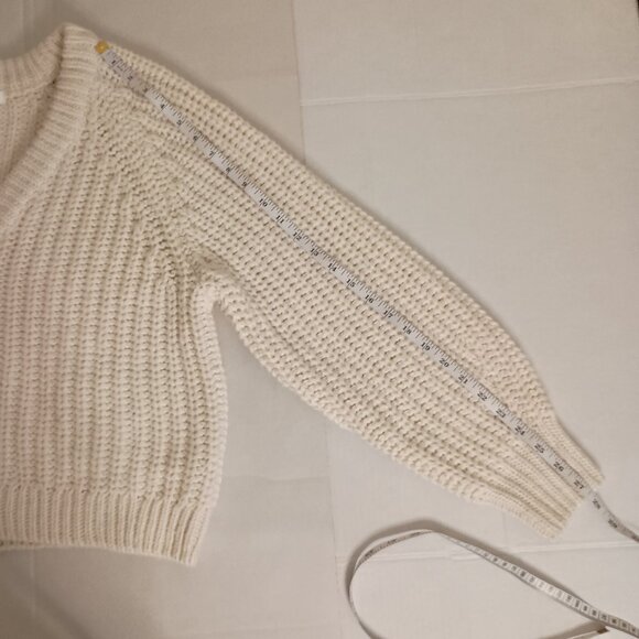 H&M Cream Chunky Knit Cropped Cardigan Sweater Women’s L Cozy Cottagecore - Picture 13 of 16